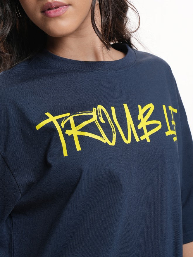 Disney By Tokyo Talkies Women Navy Blue Stitch Printed Round Neck T-Shirt - Navy Blue - Image 7