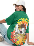 Disney By Tokyo Talkies Women Green Stitch Printed Round Neck T-Shirt - Green - Image 1