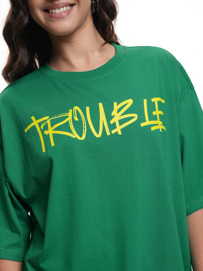 Disney By Tokyo Talkies Women Green Stitch Printed Round Neck T-Shirt - Green - Image 5