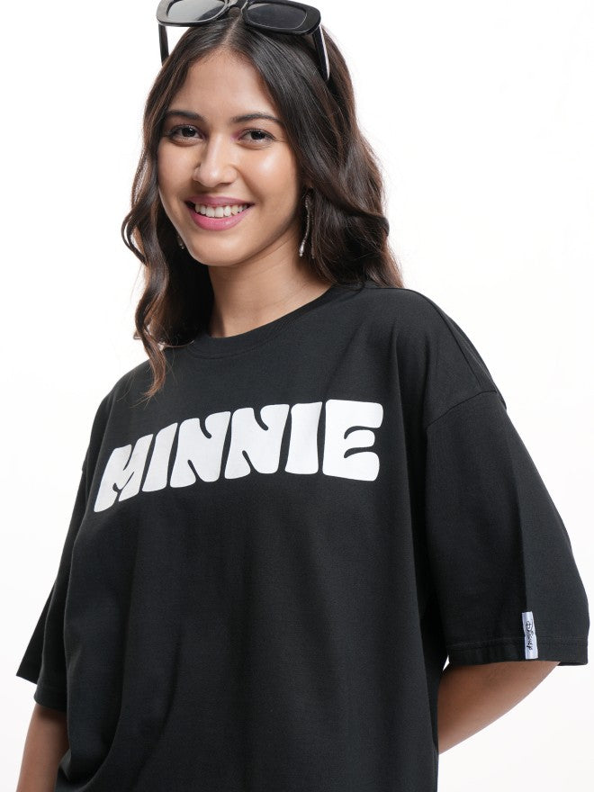 Disney By Tokyo Talkies Women Black Minnie Mouse Printed Round Neck T-Shirt - Black - Image 3