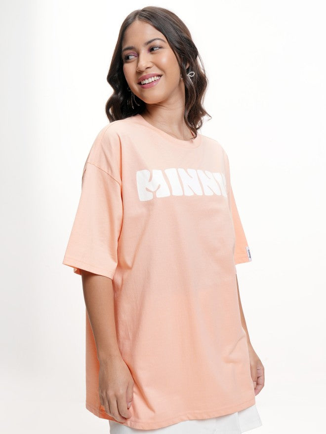 Disney By Tokyo Talkies Women Peach Minnie Mouse Printed Round Neck T-Shirt - Peach - Image 6