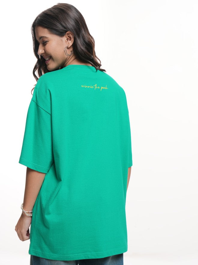 Disney By Tokyo Talkies Women Green Winnie The Pooh Printed Round Neck T-Shirt - Green - Image 3