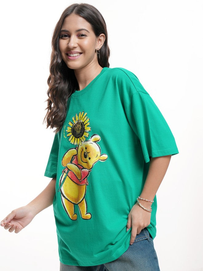 Disney By Tokyo Talkies Women Green Winnie The Pooh Printed Round Neck T-Shirt - Green - Image 4