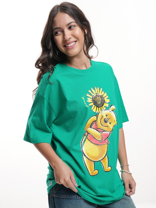 Disney By Tokyo Talkies Women Green Winnie The Pooh Printed Round Neck T-Shirt - Green - Image 6