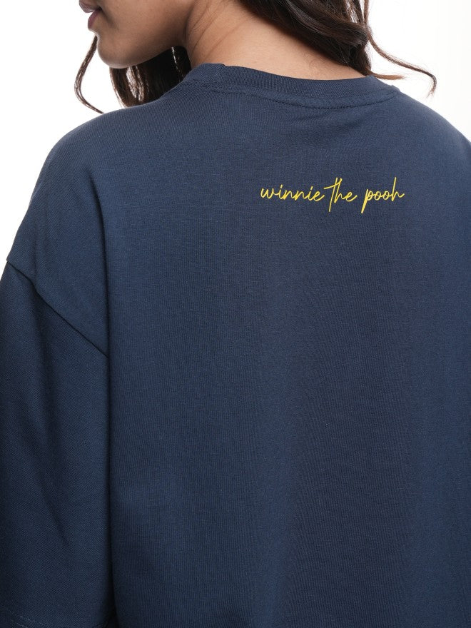 Disney By Tokyo Talkies Women Navy Blue Winnie The Pooh Printed Round Neck T-Shirt - Navy Blue - Image 7