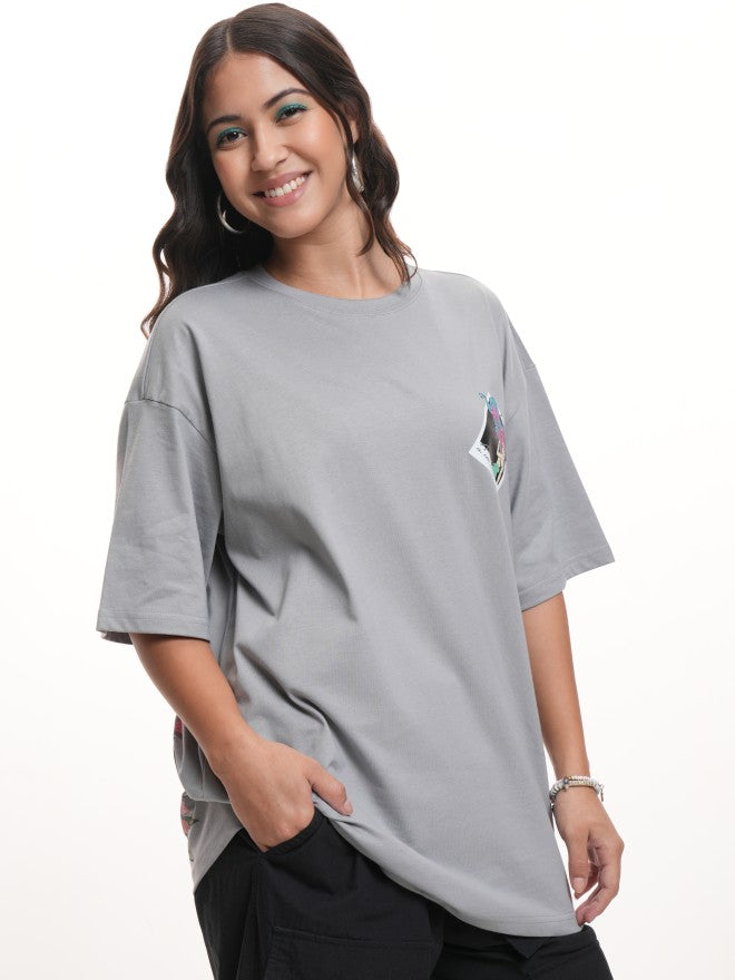 Disney By Tokyo Talkies Women Grey Mermaid Printed Round Neck T-Shirt - Grey - Image 6