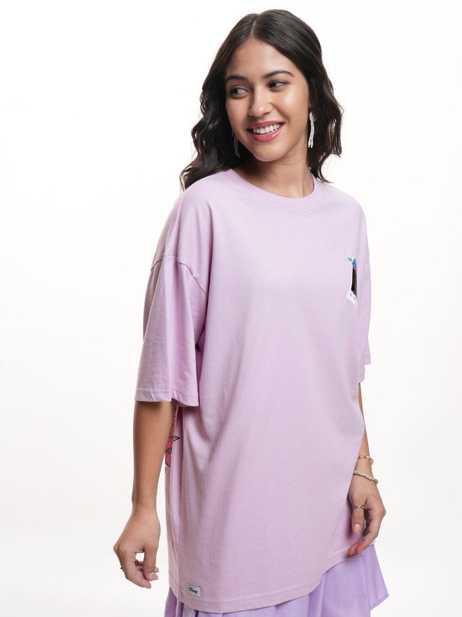 Disney By Tokyo Talkies Women Lavender Mermaid Printed Round Neck T-Shirt - Lavender - Image 6