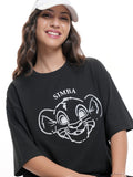 Disney By Tokyo Talkies Women Black Simba Printed Round Neck T-Shirt - Black - Image 1
