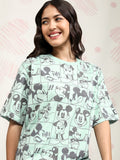 Disney By Tokyo Talkies Women Green Mickey Mouse Printed Round Neck T-Shirt - Green - Image 1