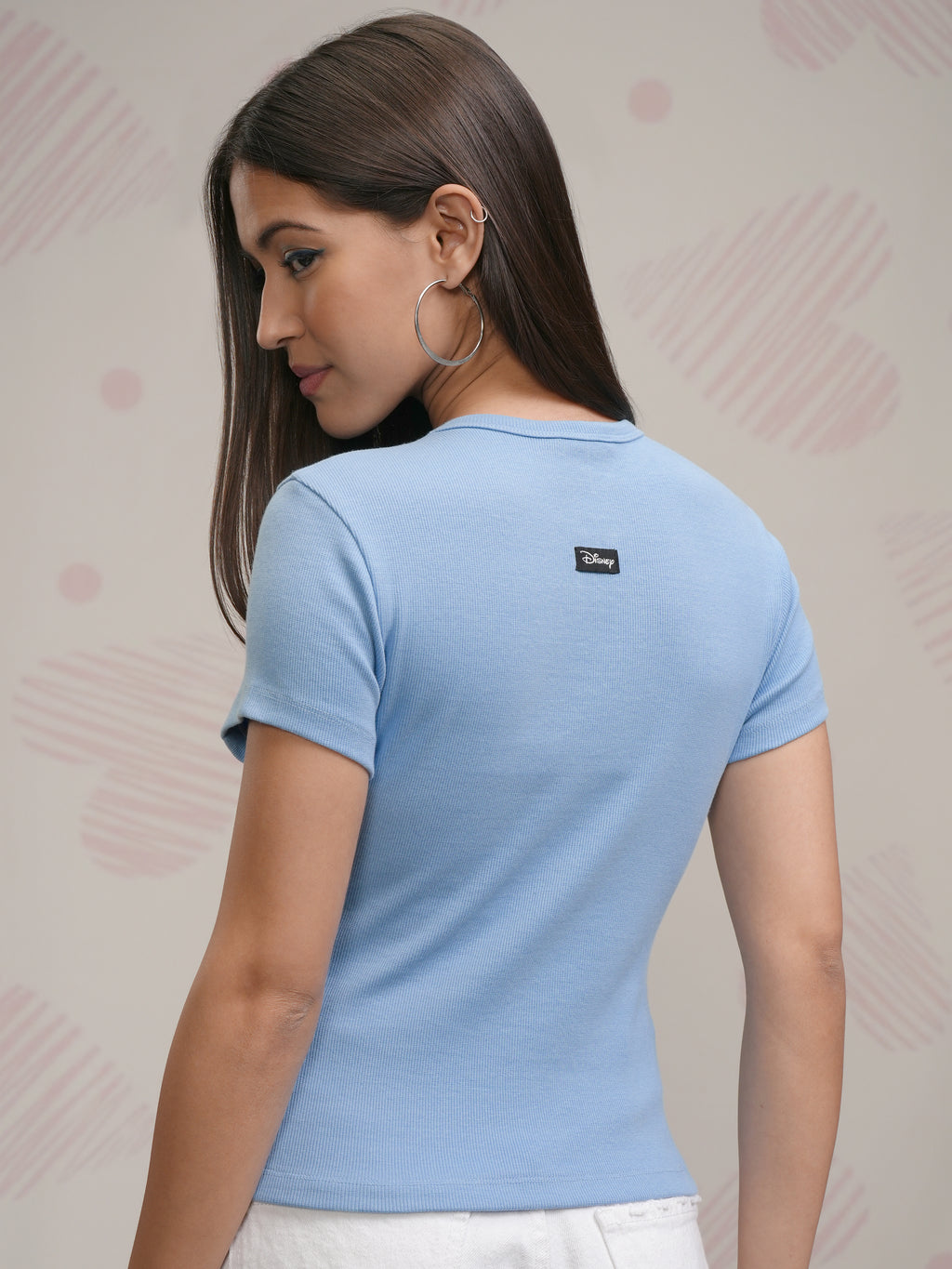 Disney By Tokyo Talkies Women Blue Minnie Mouse Embroidered Round Neck T-Shirt - Blue - Image 3