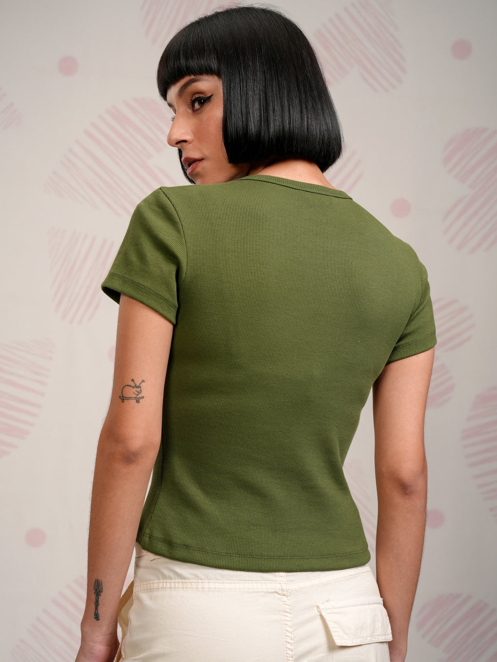 Disney By Tokyo Talkies Women Olive Winnie The Pooh Embroidered Round Neck T-Shirt - Olive - Image 3