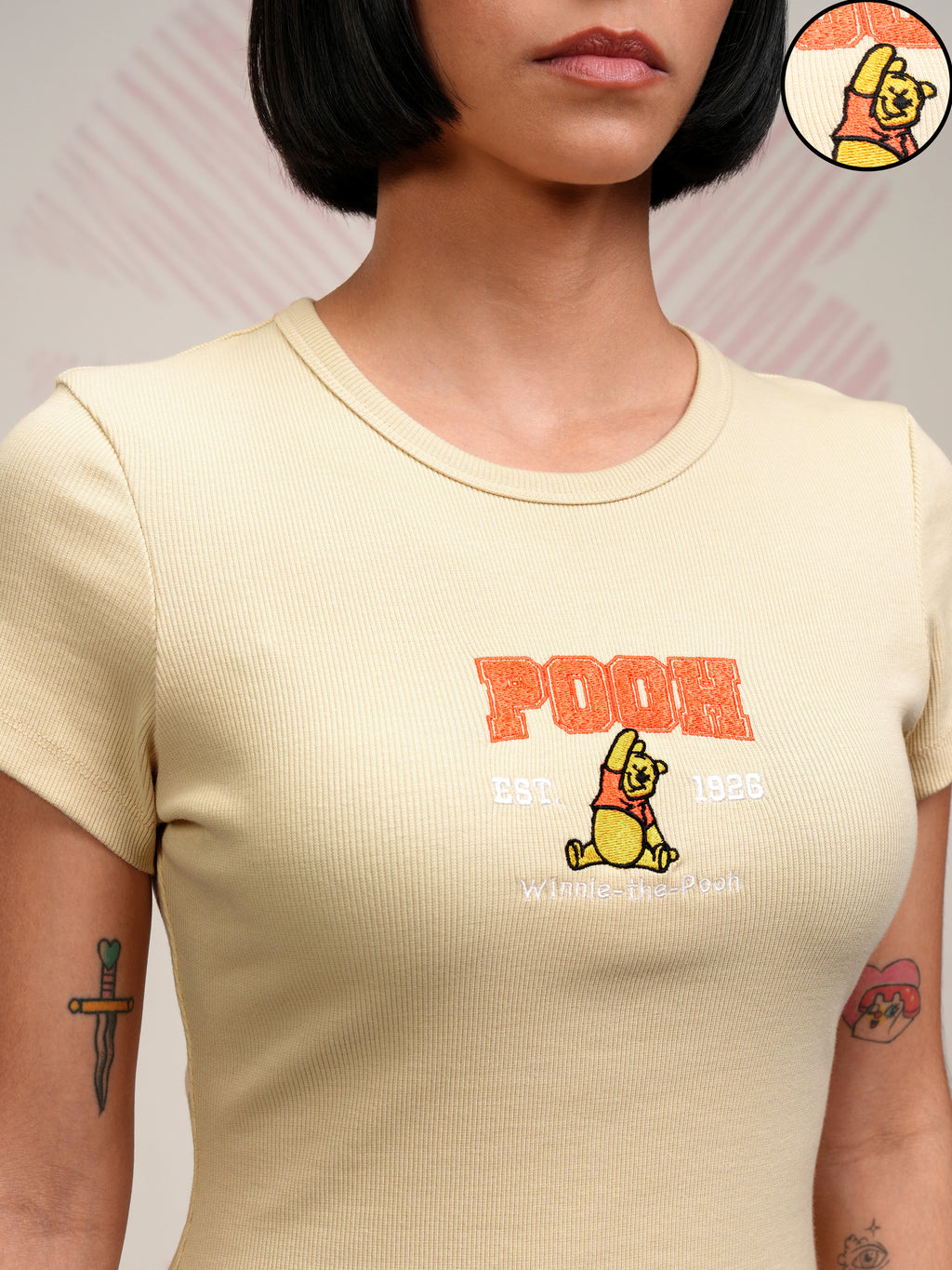Disney By Tokyo Talkies Women Beige Winnie The Pooh Embroidered Round Neck T-Shirt - Beige - Image 5
