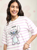 Disney By Tokyo Talkies Women Pink Stitch Printed Round Neck T-Shirt - Pink - Image 1