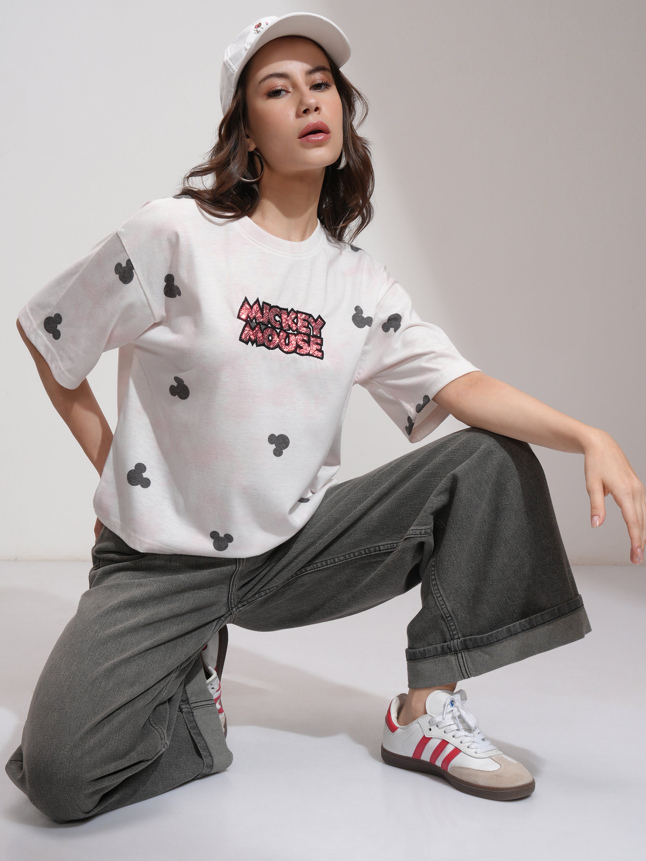 Disney By Tokyo Talkies Women Pink Mickey Mouse Printed Round Neck T-Shirt - Pink - Image 2