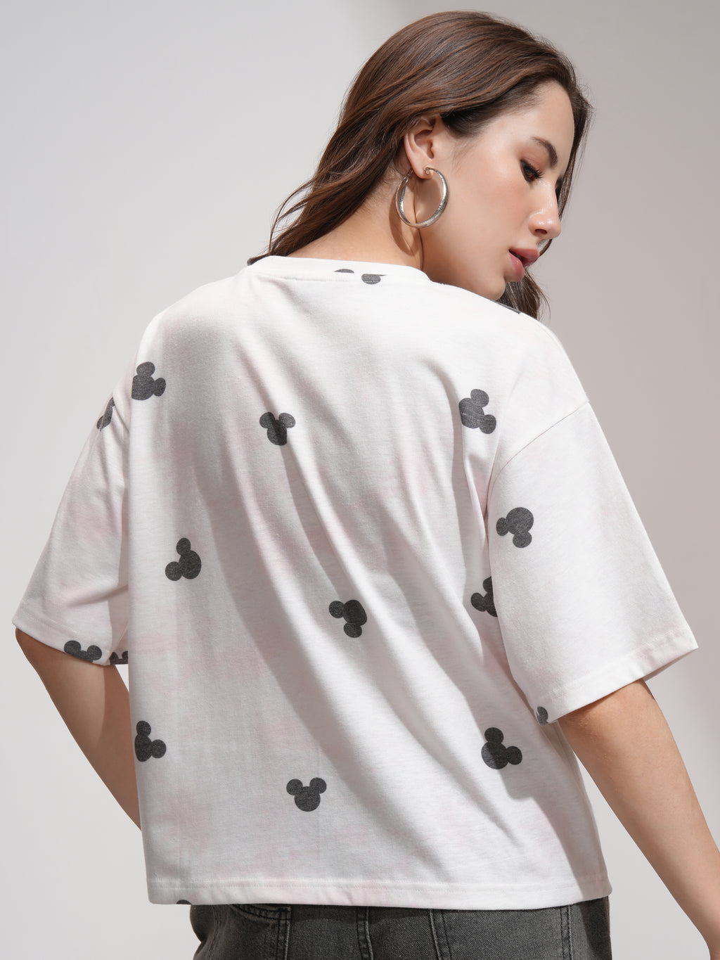 Disney By Tokyo Talkies Women Pink Mickey Mouse Printed Round Neck T-Shirt - Pink - Image 3