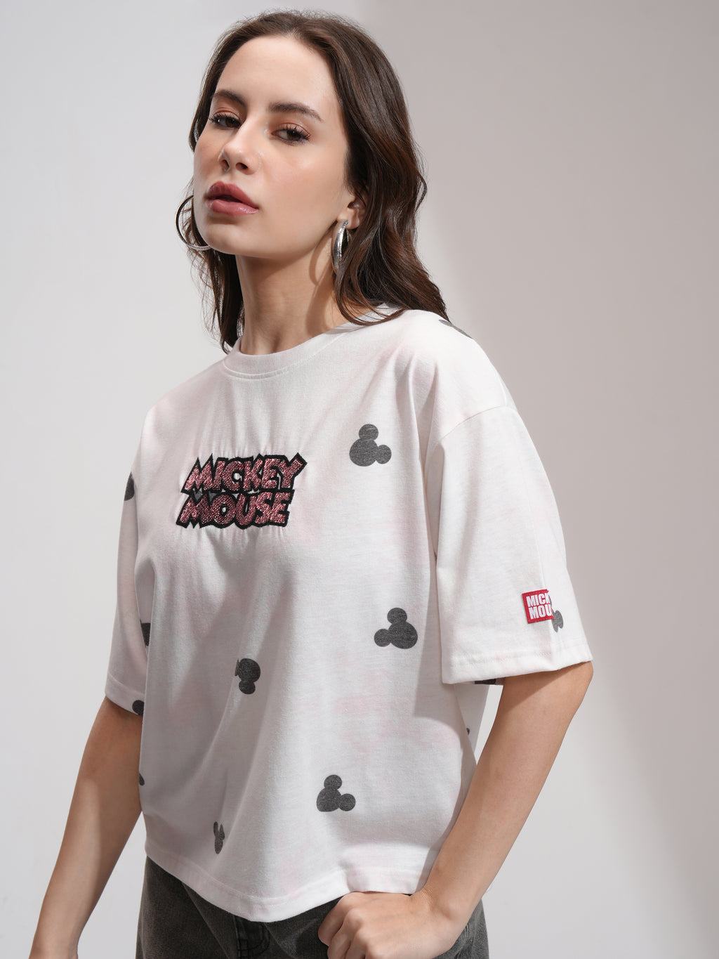 Disney By Tokyo Talkies Women Pink Mickey Mouse Printed Round Neck T-Shirt - Pink - Image 4