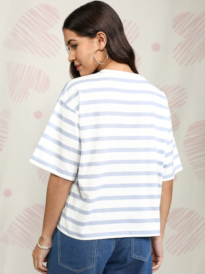 Disney By Tokyo Talkies Women Blue Stitch Printed Round Neck T-Shirt - Blue - Image 3