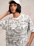 Disney By Tokyo Talkies Women White Donald Duck Printed Round Neck T-Shirt - White - Image 1