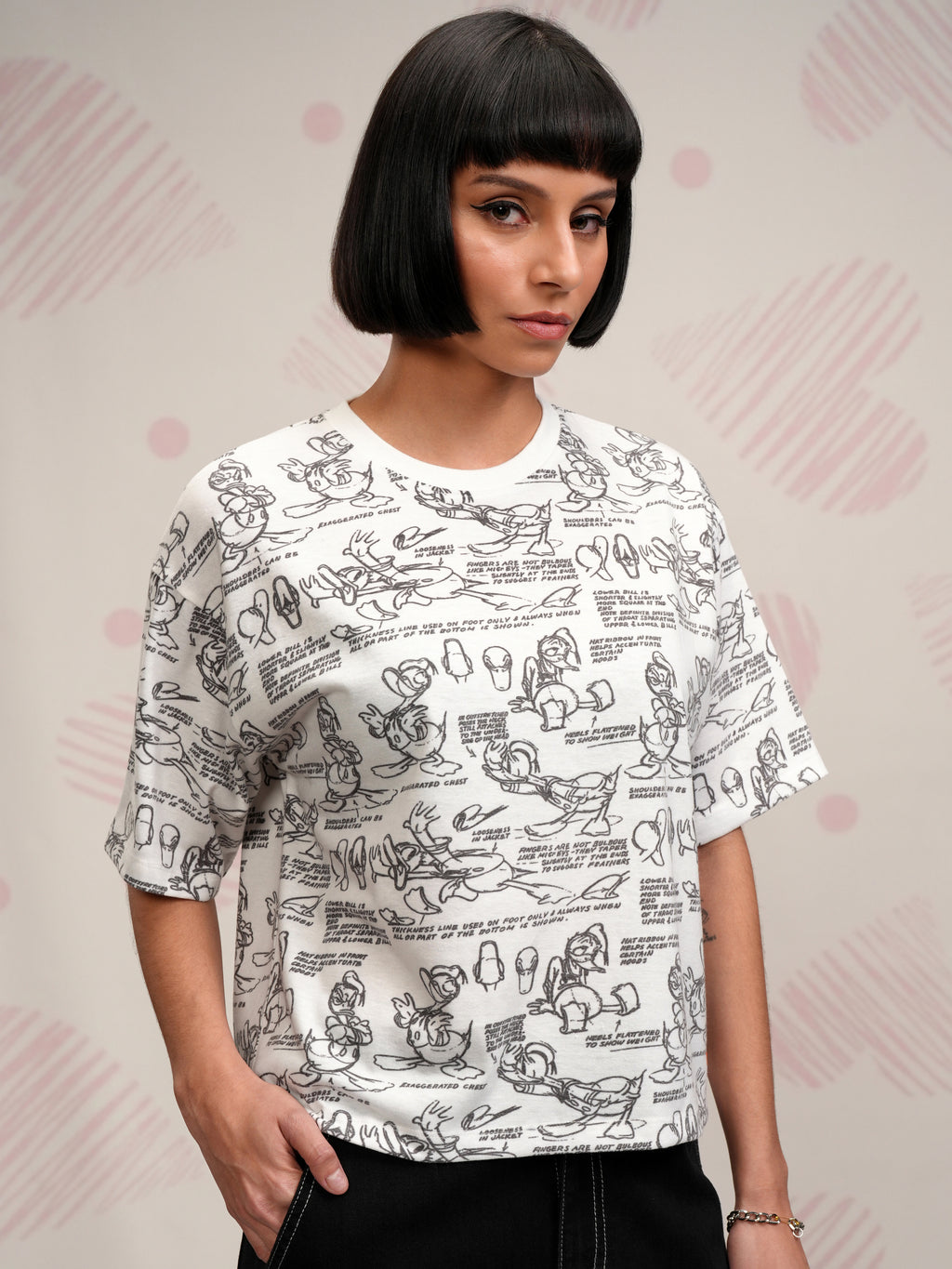 Disney By Tokyo Talkies Women White Donald Duck Printed Round Neck T-Shirt - White - Image 6
