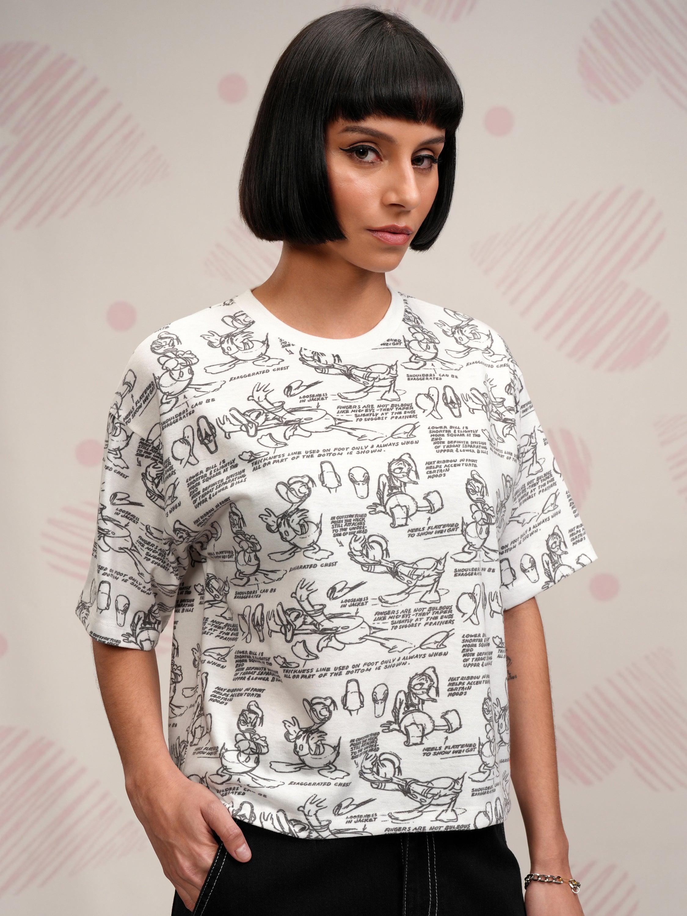 Disney By Tokyo Talkies Women White Donald Duck Printed Round Neck T-Shirt - White - Image 6