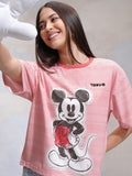 Disney By Tokyo Talkies Women Red Mickey Mouse Printed Round Neck T-Shirt - Red - Image 1