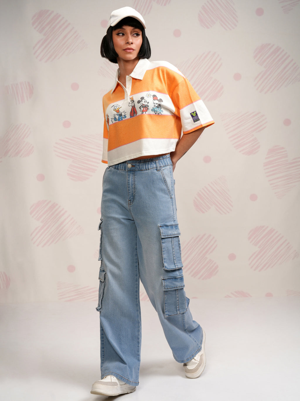 Disney By Tokyo Talkies Women Orange Mickey And Friends Printed Polo Collar T-Shirt - Orange - Image 2