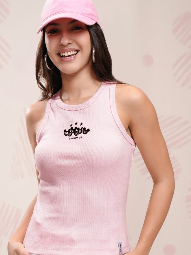 Disney By Tokyo Talkies Women Pink Mickey Mouse Printed Tank Top - Pink - Image 1
