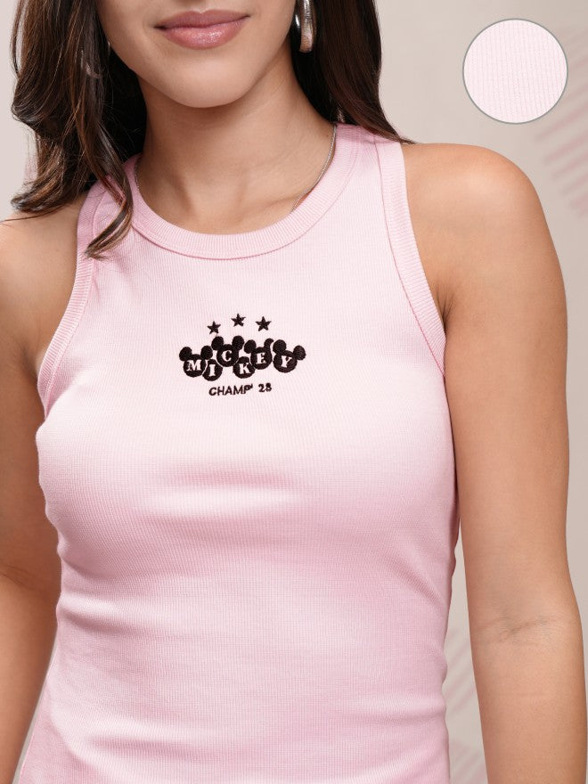 Disney By Tokyo Talkies Women Pink Mickey Mouse Printed Tank Top - Pink - Image 5
