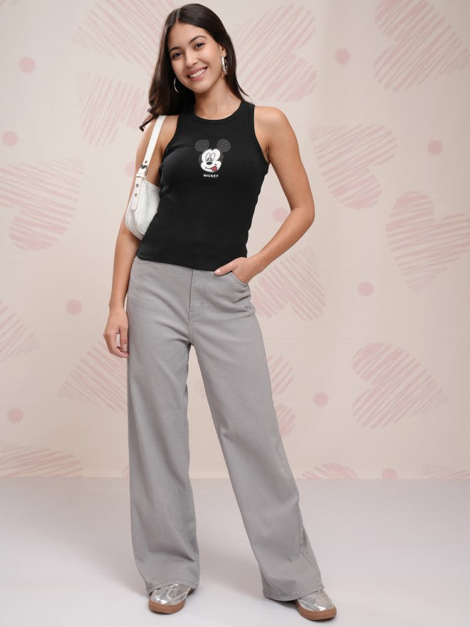 Disney By Tokyo Talkies Women Black Mickey Mouse Printed Tank Top - Black - Image 2