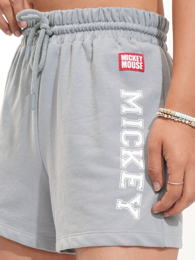 Disney By Tokyo Talkies Women Grey Mickey Mouse Relaxed Fit Shorts - Grey - Image 5