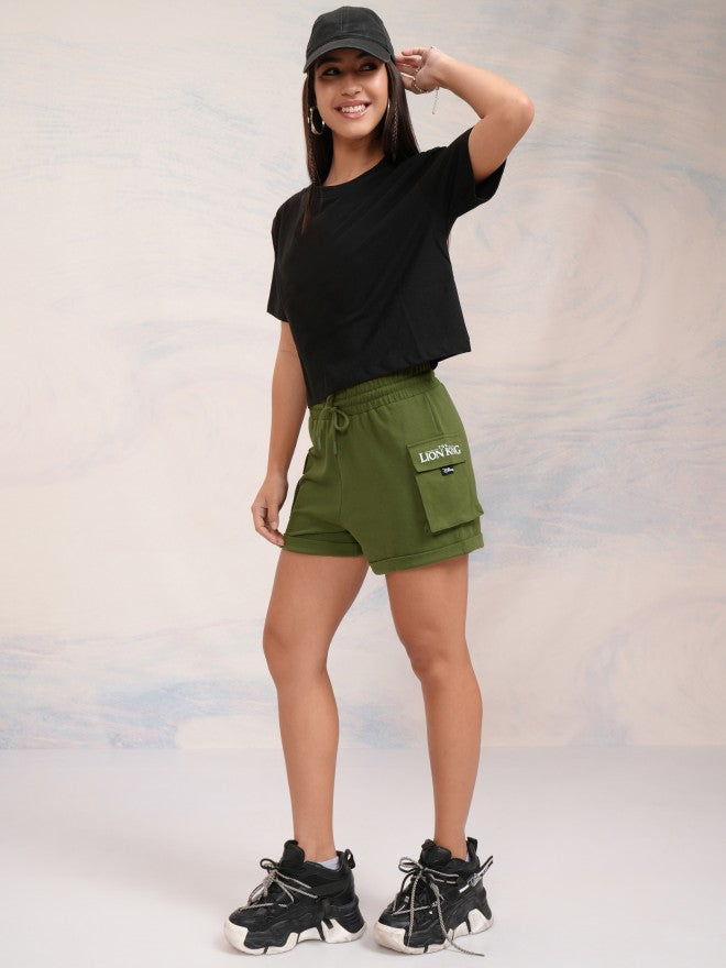 Disney By Tokyo Talkies Women Olive Lion King Relaxed Fit Shorts - Olive - Image 2