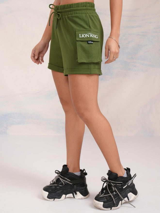 Disney By Tokyo Talkies Women Olive Lion King Relaxed Fit Shorts - Olive - Image 4