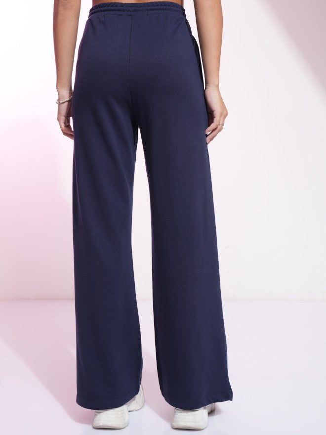 Disney By Tokyo Talkies Women Navy Blue Mickey Mouse Straight Fit Track Pant - Navy Blue - Image 3