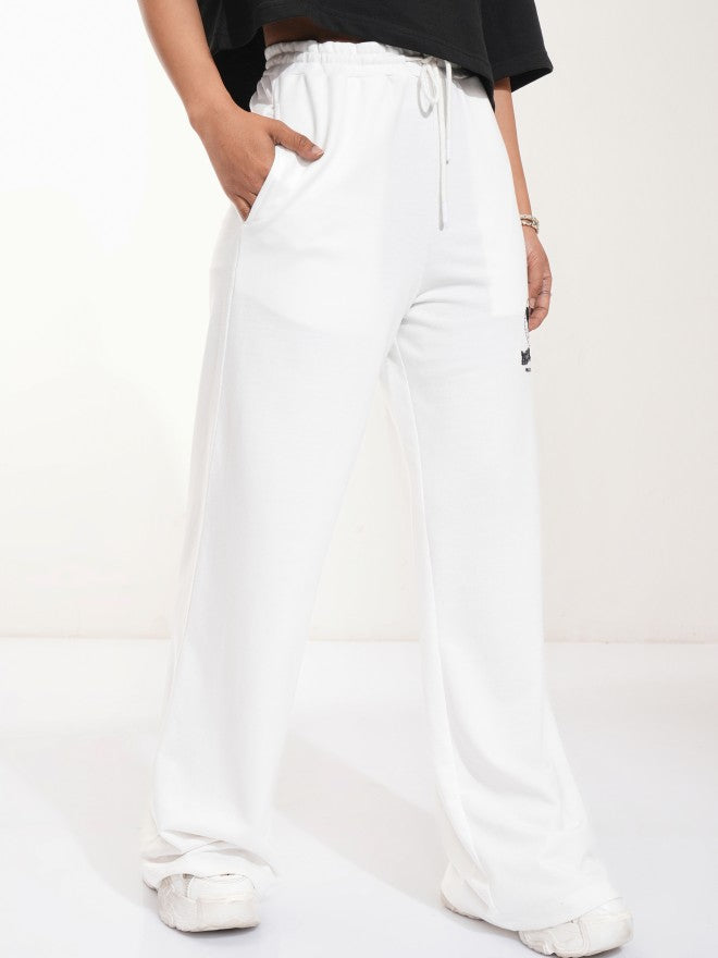Disney By Tokyo Talkies Women White Mickey Mouse Straight Fit Track Pant - White - Image 6