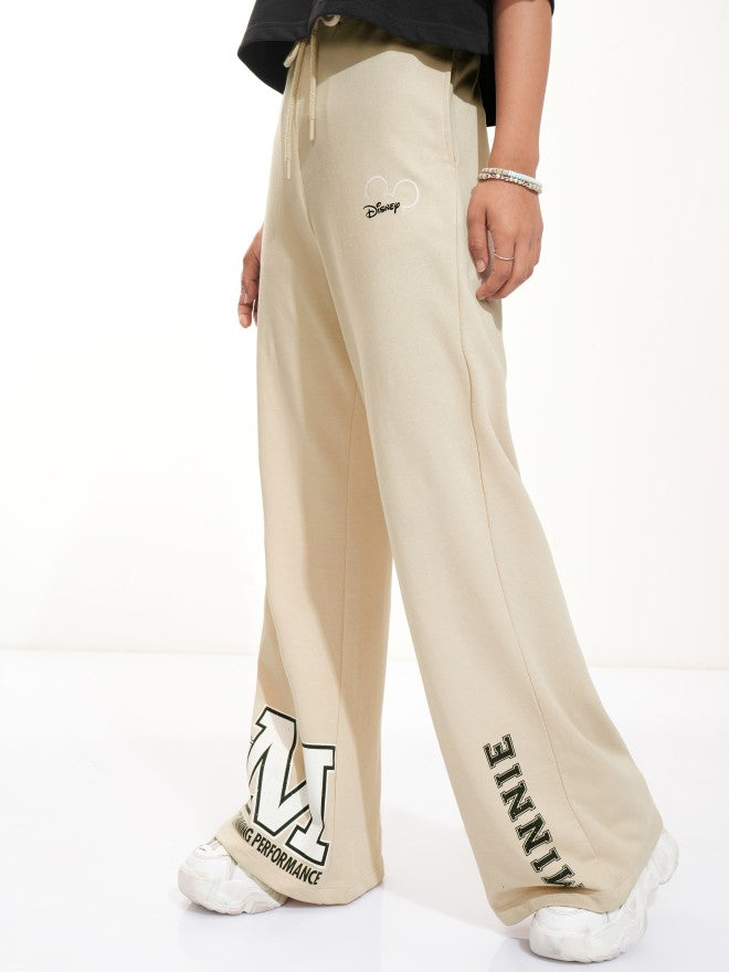 Disney By Tokyo Talkies Women Beige Minnie Mouse Straight Fit Track Pant - Beige - Image 4