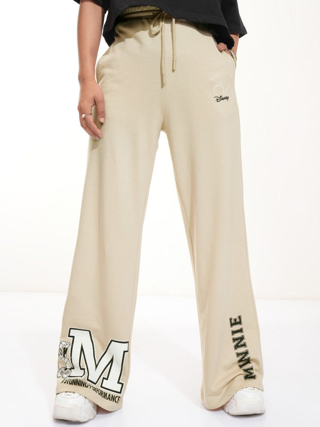 Disney By Tokyo Talkies Women Beige Minnie Mouse Straight Fit Track Pant - Beige - Image 6