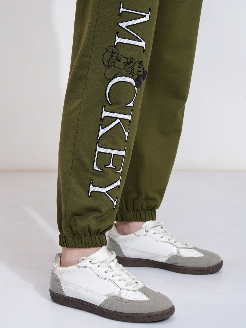 Disney By Tokyo Talkies Women Olive Mickey Mouse Tapered Fit Track Pant - Olive - Image 7