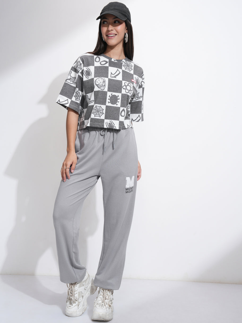 Disney By Tokyo Talkies Women Grey Mickey Mouse Regular Fit Track Pant - Grey - Image 2