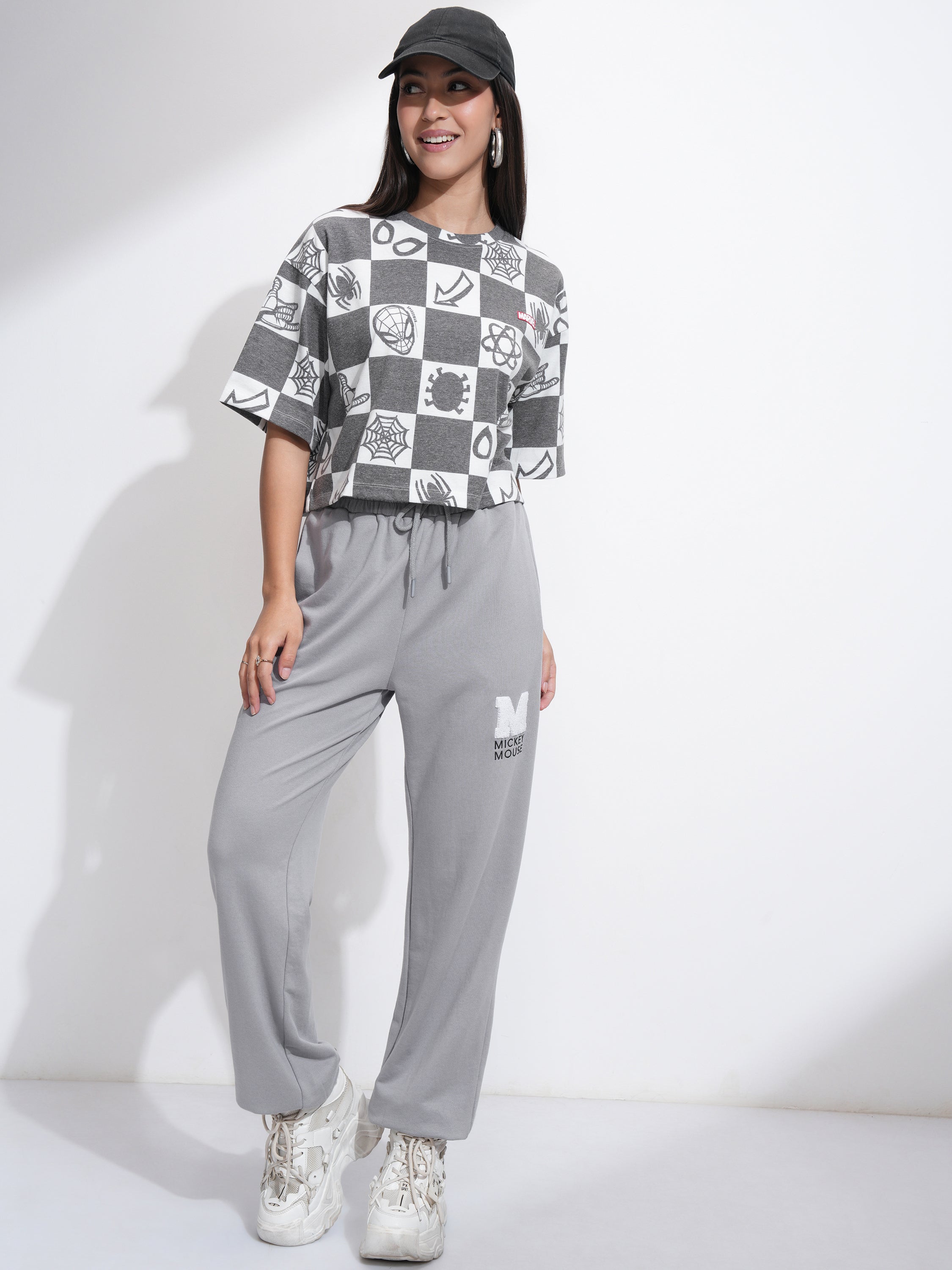 Disney By Tokyo Talkies Women Grey Mickey Mouse Regular Fit Track Pant - Grey - Image 2