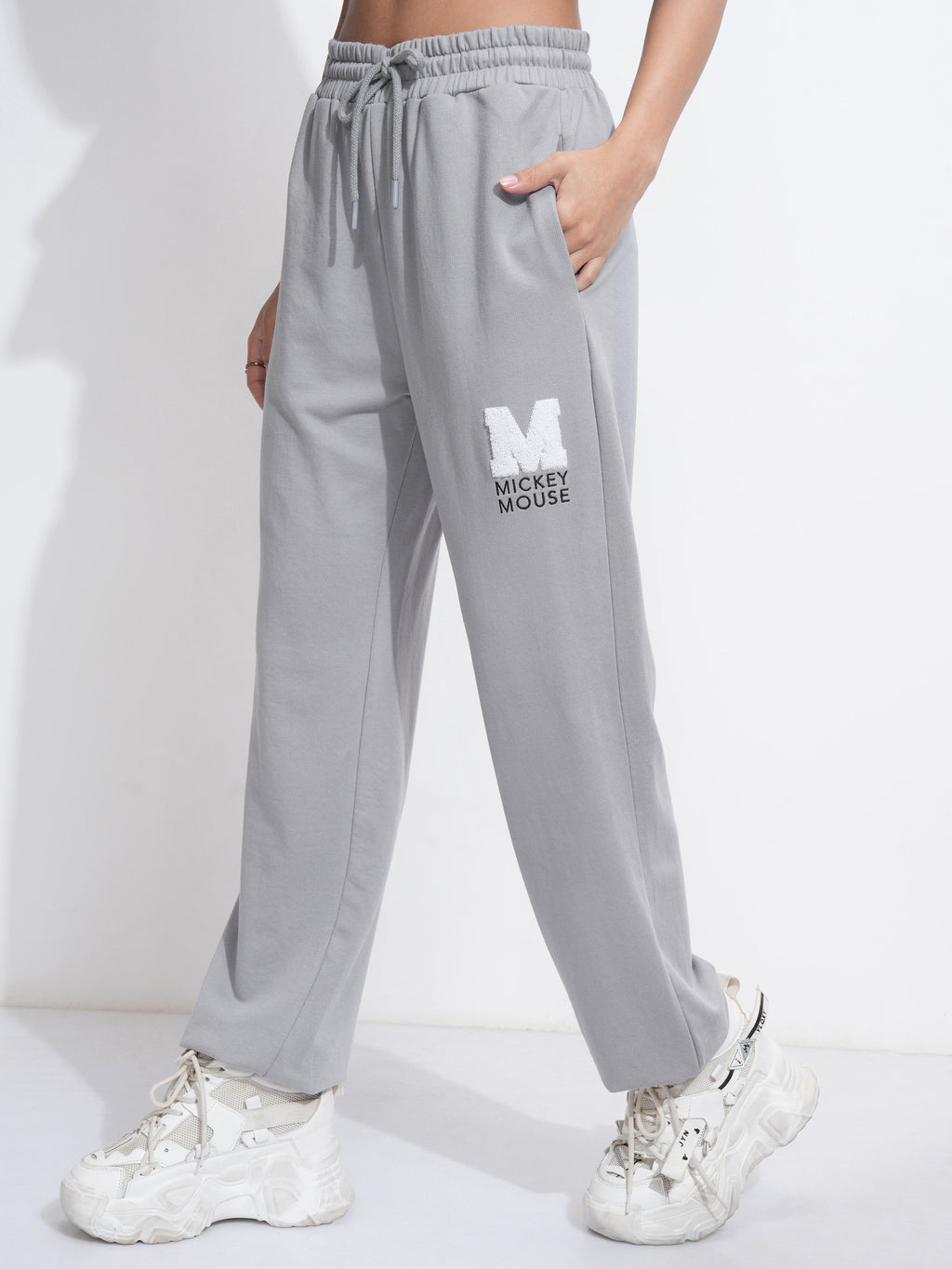Disney By Tokyo Talkies Women Grey Mickey Mouse Regular Fit Track Pant - Grey - Image 4
