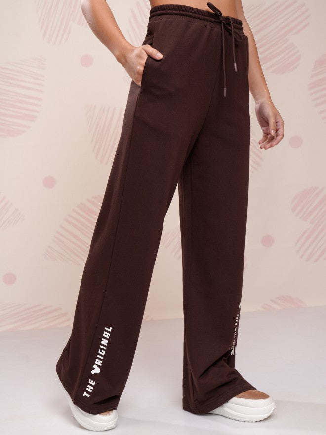Disney By Tokyo Talkies Women Brown Mickey Mouse Straight Fit Track Pant - Brown - Image 6