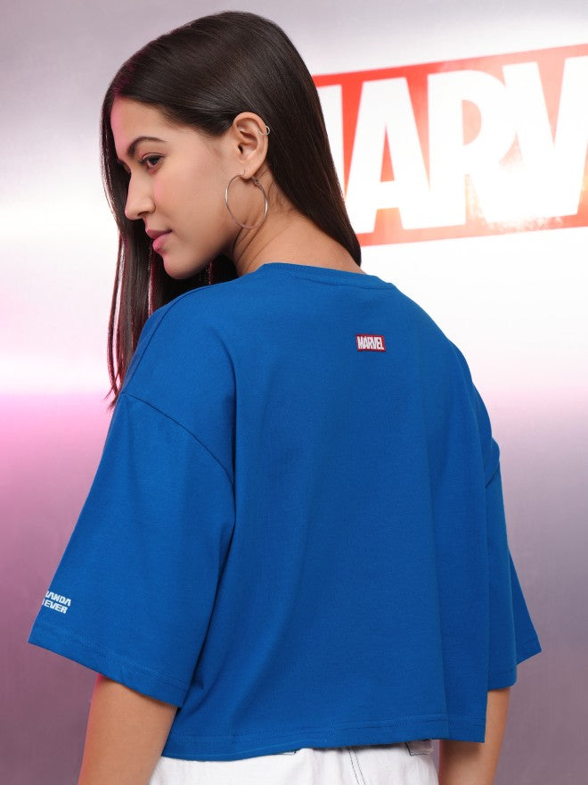 Marvel By Tokyo Talkies Women Blue Black Panther Printed Round Neck T-Shirt - Blue - Image 3