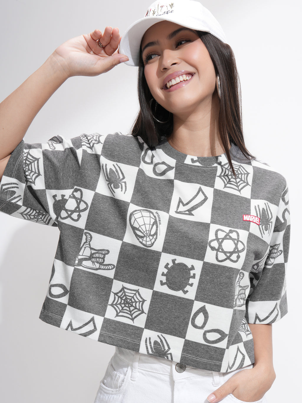 Marvel By Tokyo Talkies Women Black Spider-Man Printed Round Neck T-Shirt - Black - Image 1