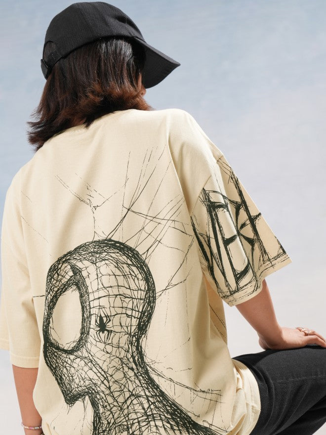 Marvel By Tokyo Talkies Women Beige Spider-Man Printed Round Neck T-Shirt - Beige - Image 3