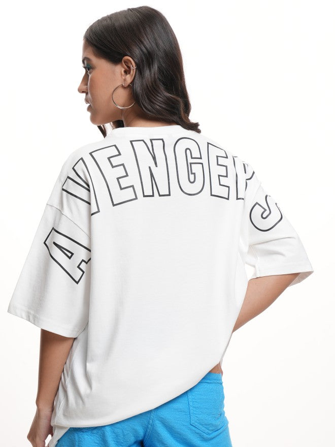 Marvel By Tokyo Talkies Women White Avengers Printed Round Neck T-Shirt - White - Image 3