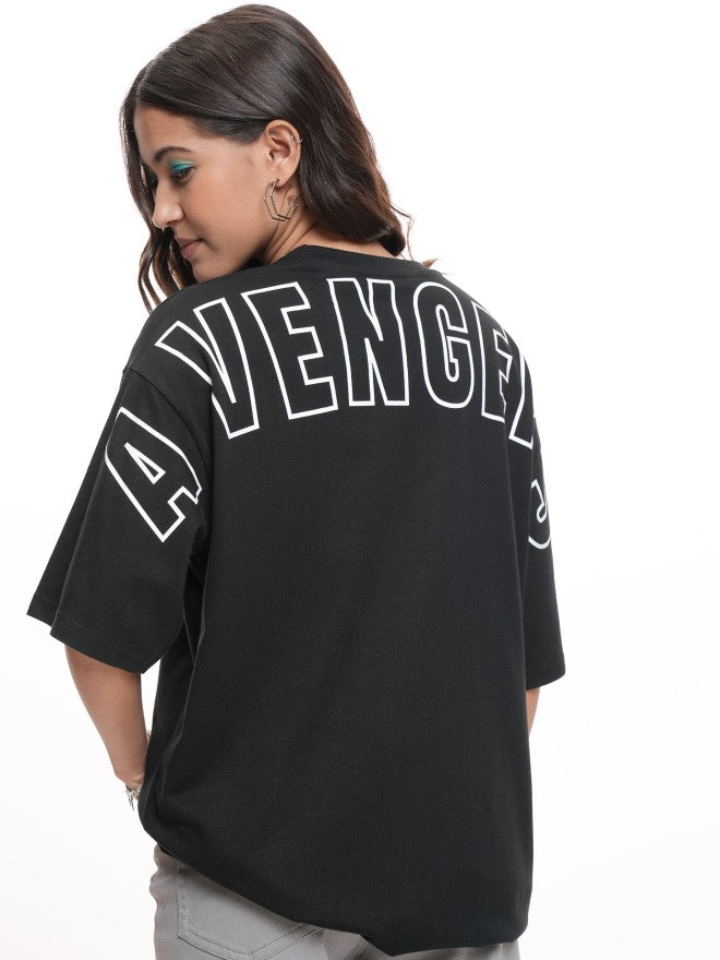 Marvel By Tokyo Talkies Women Black Avengers Printed Round Neck T-Shirt - Black - Image 3