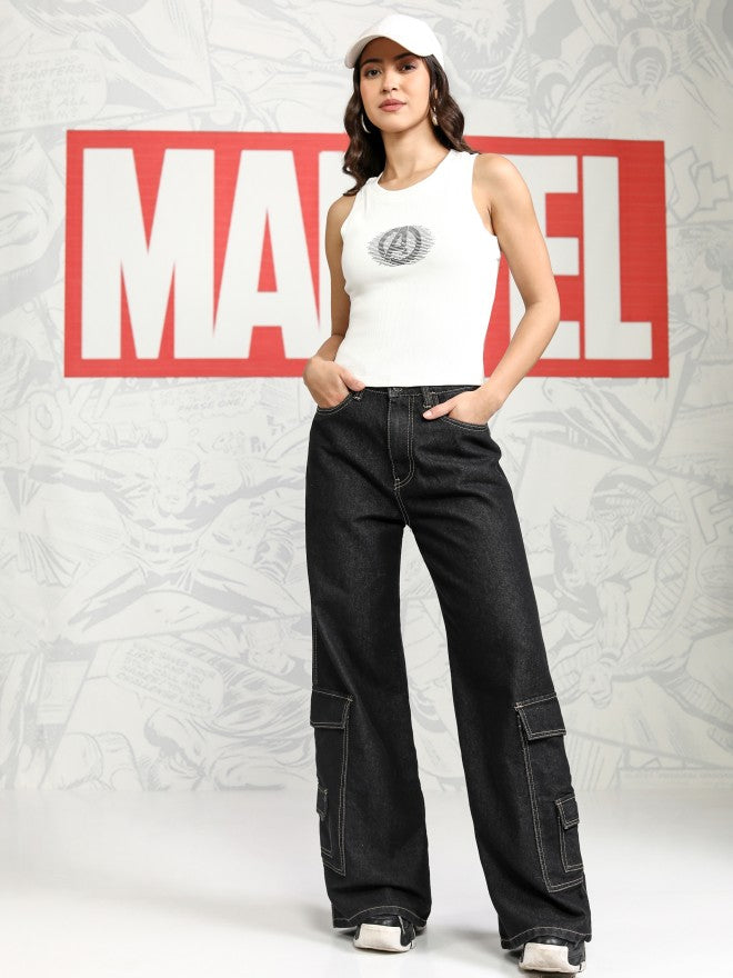 Marvel By Tokyo Talkies Women White Avengers Printed Fitted Top - White - Image 2