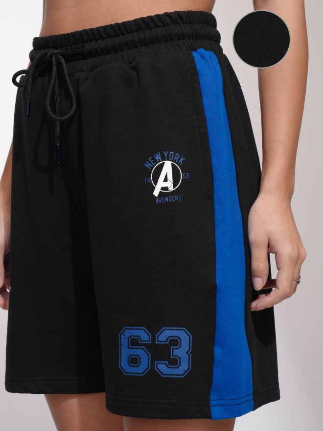 Marvel By Tokyo Talkies Women Black Captain America Relaxed Fit Shorts - Black - Image 5