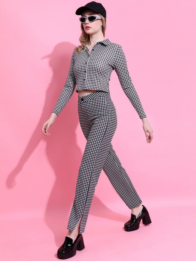 Tokyo Talkies Women Black Checked Regular Fit Casual Trouser - Black - Image 2