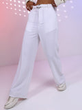 Tokyo Talkies Women White Solid Wide Leg Casual Trouser - White - Image 1